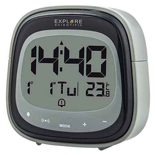 EXPLORE SCIENTIFIC RDC 3006 Reloj Despertador, Touch Key, Temperatura Interior, Radio controlado, Calendario, Control tactil, Alarma Dual, Pantalla LCD retroiluminada, Color Negro, Language Code 2