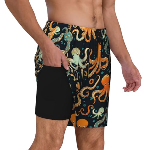 Color Octopus Print Men Stylish Functionality Swim Trunks Breathable Beach Shorts Surfing Gym Fishing3