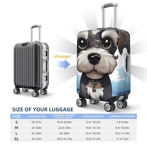 adorable schnauzer Luggage Covers for Suitcase Washable Suitcase Cover Fashion Stretch Suitcase Protector Cover Anti-Scratch Baggage Covers Fit 18-32 Inch Luggage Small2