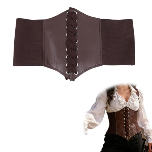 ARYIMYDP Corsé Ajustable para Mujer, Cinturón de Cuero Sintético para Traje Pirata Medieval, Accesorios para Carnaval, Halloween y Fiestas de Disfraces con Diseño Vintage