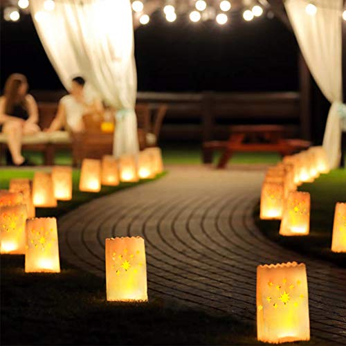 Pchero 12Pcs Luminary Bags, Ideal For Electric Led Votive Tealight Candles Holder, Fire Retardant Paper Lantern Bag For Wedding Party Thanksgiving Christmas Valentines Decoration #TOP5