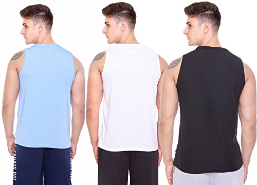 Image of Sleeveless Vest for Men || Tank Top Sando || Workout Tshirts || Sports Vest || Goa Beach Wear Swimming T-Shirt || Running Tops || Gym Vest for Men || Pack of 3 ||