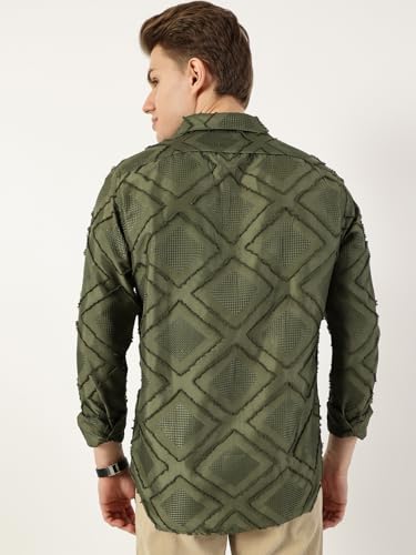 Image of Thomas Scott Men's | Self Design | Full Sleeve | Slim Fit | Polyester | Spread Collar | Casual Shirt