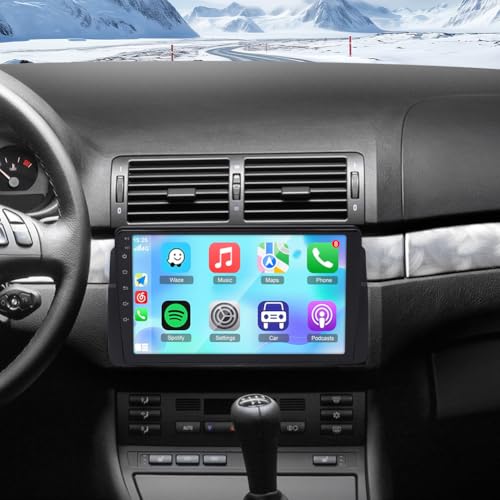 4G+64G Car Stereo for BMW 3 Series E46 1999 2000 2001 2002 2003 2004 2005 with Wireless Carplay Android Auto, 9" Touch Screen Android 2 Din Car Radio Receiver GPS Navi Bluetooth Wifi SWC Backup Camera
