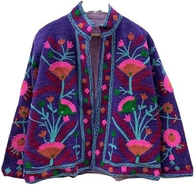 Boho Summer Cotton Suzani Short Soft Jacket – Festival Coat – Tribal Embroidered Outerwear | Spring Travel Coat | Winter wear | Gift For Her