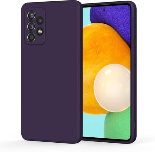 Image of DIZORO Liquid Silicone Case with Microfiber Coushioning Compatible for Samsung Galaxy A72 Shockproof Slim Back Cover, Gel Rubber Full Body Protection (Deep Purple)