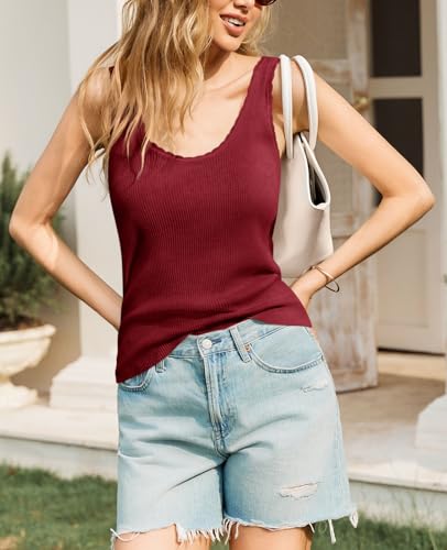 Image of Tankaneo Womens V Neck Tank Tops 2026 Sleeveless Ribbed Knit Shirts Summer Casual Sexy Sweater Vest