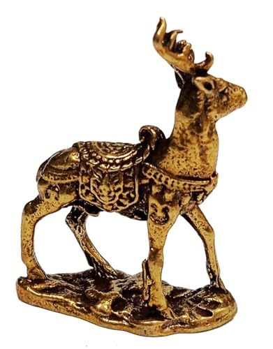 Cerf en laiton miniature Purpledip : statuette de collection détaillée
