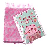 COQOFA 100Pcs 7x10In Star Self-Sealing Cellophane Treat Bags, Clear Cookie Bags Candy Bags Resealable Cellophane Gift Bags Goodie Bags OPP Plastic Party Favor Bags for Bakery,Wedding,Birthday,Baby Shower,Self Adhesive for Packaging (Pink)