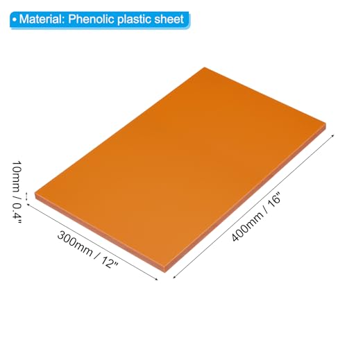 Image of PATIKIL Orange Phenolic Sheet, 1pcs 400x300x10mm Laminated Resin Plate Board PCB Sheet for Electrical Electronic Fixtures DIY and Crafts