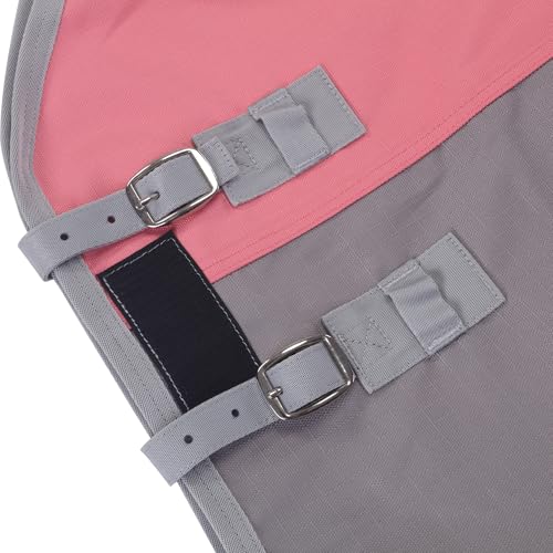 Image of 1200D Pony Mini Horse Rain Sheet Waterproof Breathable Blanket | Windproof Turnout Sheet for Miniature Horses, Foals, Yearlings, Donkeys. Ideal for Stable, Paddock Pink Grey 45IN