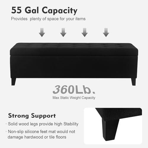 Image of Ottoman with Storage 51 Inch End of Bed Storage Ottoman Bench