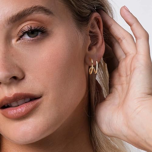 LOYATA Earring Stud Sets for Women 14K Gold Plated 925 Sterling Sliver Post Small Stud Earrings for Women Hypoallergenic Gold Trendy Jewelry for Women3