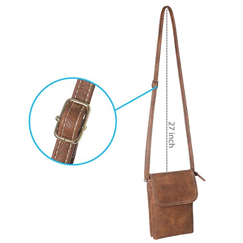 MINICAT Roomy Pockets Series Small Crossbody Bags Cell Phone Purse Wallet for Women (F-Brown)