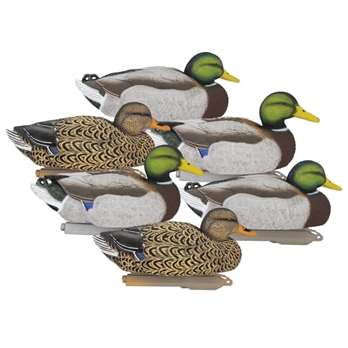 Higdon Outdoors Legacy Magnum Mallard Duck Decoys for Waterfowl Hunting | Durable Ultra Realistic Foam Filled Decoys | 2 Active & 2 Rester Drakes & 2 Rester Hens | Non-Flocked | 6pk