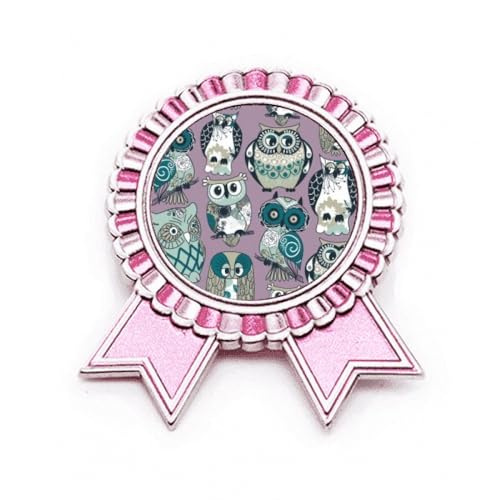 Broche chouette rose fleurie en métal taille M, accessoire de mode pour veste et écharpe