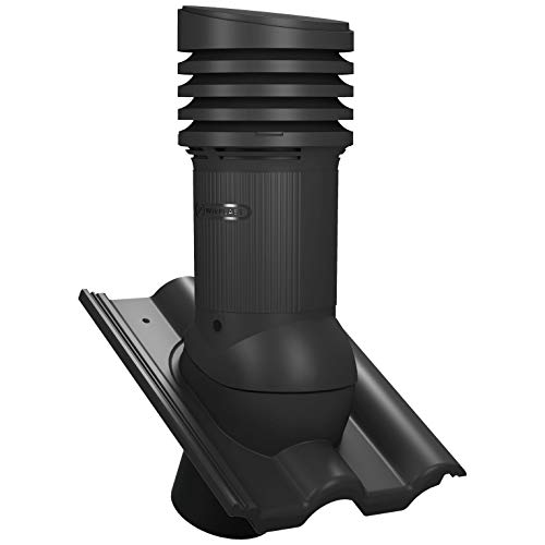 Preisvergleich Produktbild Entlüfterkamin EVO DN150 für Braas - Frankfurter, Benders - Mecklenburger, ProDach - Doppelrömer Dachziegel Dachlüfter Lüfter (RAL 9005 - Schwarz)