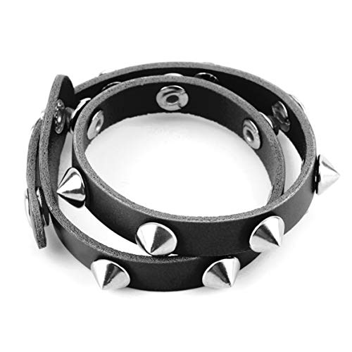 Kongqiabona Cadena de mano Sexy Simular cuero Remache tachonado Pulsera de acero inoxidable Wrap Cadena de mano Nueva venta caliente