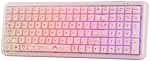 MechLands X Maorbeng X100 PRO Clavier de jeu Membrane avec Pad numérique, RGB Clavier d'ordinateur sans fil avec rétroéclairage 5000mAh Batterie, BT/2.4G/USB-C filaire, 96% Mise en page pour Windows/Mac/PC (Pink)