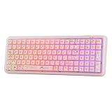 MechLands X Maorbeng X100 PRO Membrane Gaming Keyboard with Number Pad, RGB Backlits, Wireless Computer Keyboard with 5000mAh Battery, BT/2.4G/USB-C Wired, 96% Layout for Windows/Mac/PC (Pink)