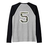 Uniforme de Jersey #5 Cinco Camuflaje Deportes Jugador Gráfi Camiseta Manga Raglan