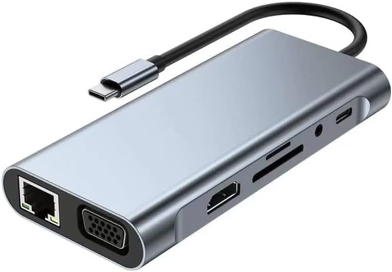 Macbook Pro Air ile Uyumlu Type-C Çevirici Dönüştürücü Çoklayıcı PD Şarj HDMI SD Network VGA Girişli 11 in 1