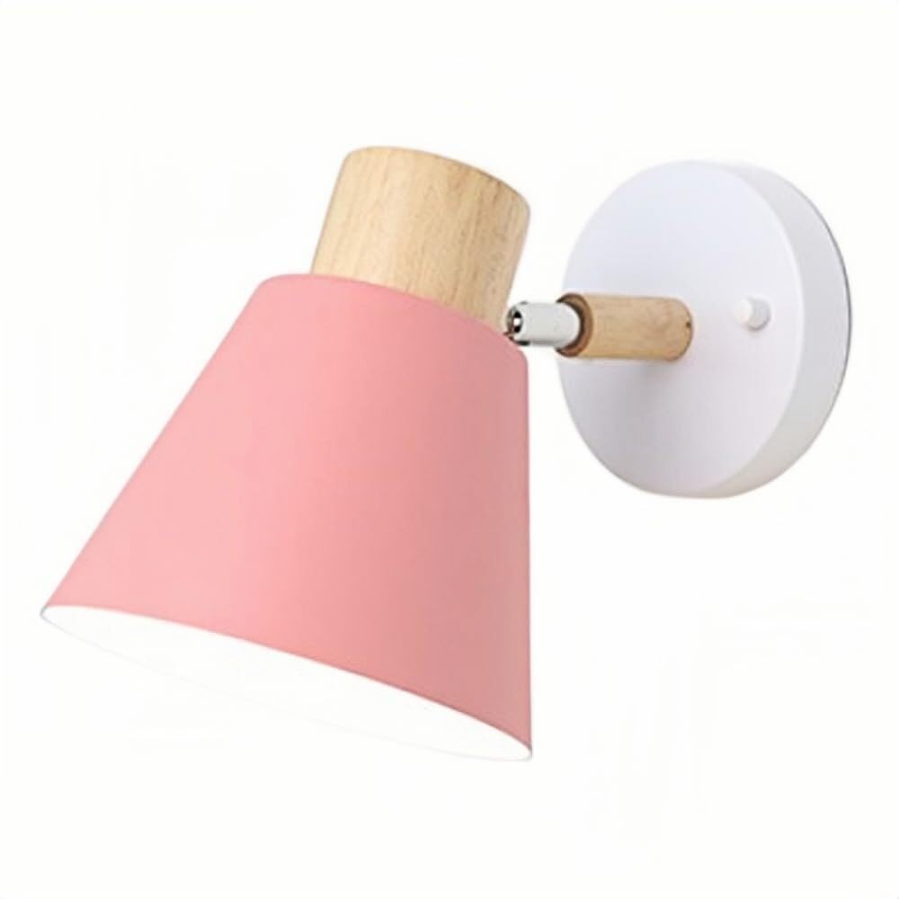 JYBNBBE Nordic Macaron Wall Lamp, Adjustable Bedside LED Sconce, Minimalist Bedroom & Living Room,Pink