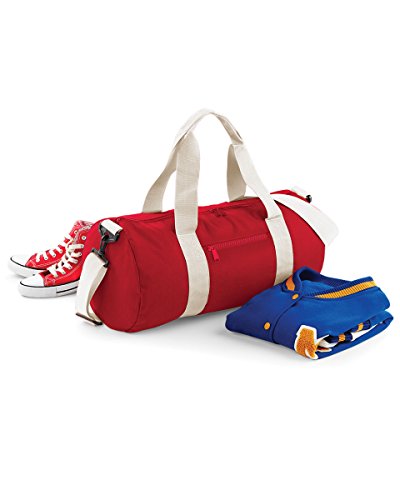 Bagbase Varsity Barrel Bag Colour=Classic Red/Off White Size=O/S