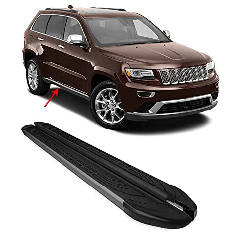 OMAC Auto Exterior Accessories Side Step Bars for Jeep Grand Cherokee WK2 2011-2021 | Aluminum Black Running Boards 2 Pcs. | Nerf Bars Rail