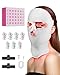 Red Light Therapy for Face- Led Therapy Mask Skin Care Mask,Cordless LED Face Mask face & neck Red & Infrared Lights Masks Wavelength,USB C Rechargeable for Home Use Working Travel Yoga (Pink）