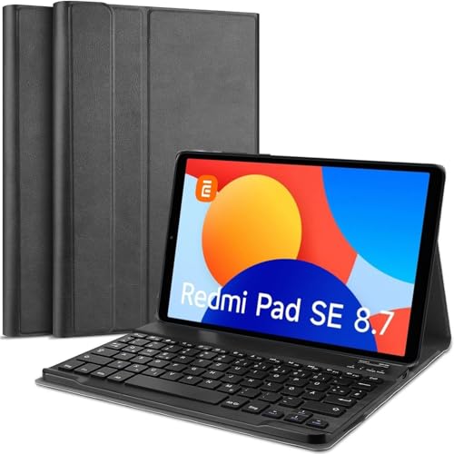Image of HOM Tri Fold Wireless Bluetooth Keyboard with Detachable Tablet Case Cover for Redmi Pad SE 8.7 inch Tablet
