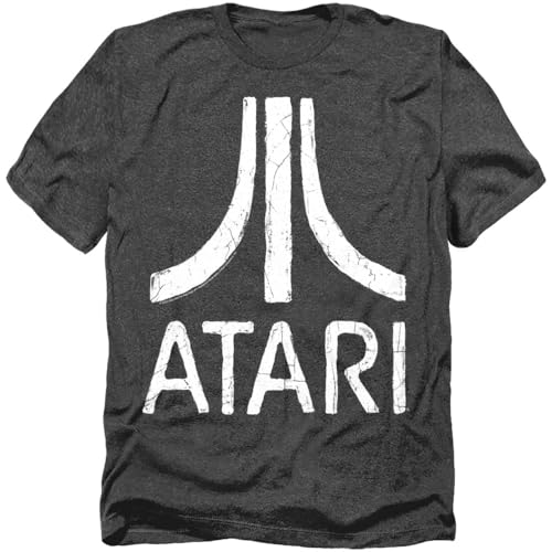 Popfunk Atari Video Game Retro Logo Vintage Gaming Console T-Shirt, Black Heather (X-Large)