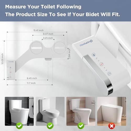 HOPOPRO Bidet Attachment for Toilet, Non-Electric Bidet Ultra-Slim Dual Nozzle (Feminine/Rear Wash), Fresh Cold Water Sprayer Bidets for Existing Toilets with Adjustable Pressure Control 1-Min Install - Thumbnail 3