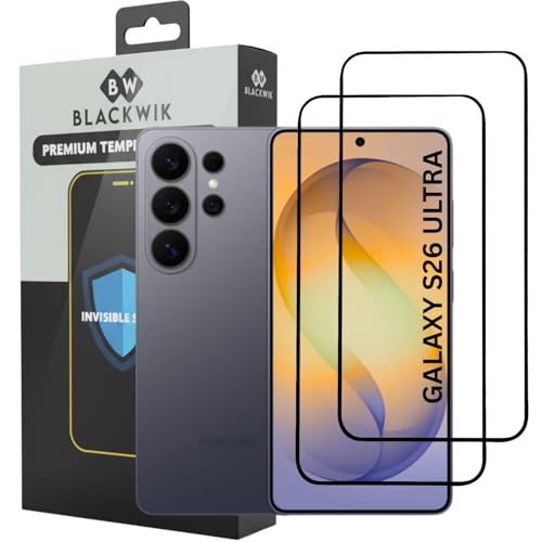 Image of Blackwik Premium Tempered Glass Screen Protector for Samsung Galaxy S26 Ultra with Edge-To-Edge Protector Coverage | Easy Installation Kit (Black) (Pack Of 2)