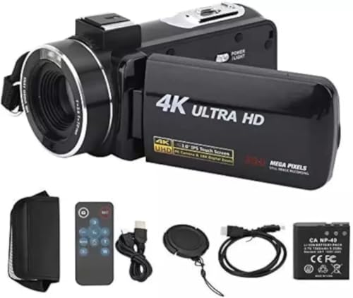 Digital 4K Video Camera Camcorder, 30MP with 16X Zoom, 3.0-Inch IPS Touch Screen, Wi-Fi, Night Vision, 32GB Storage, Remote Control for YouTube...
