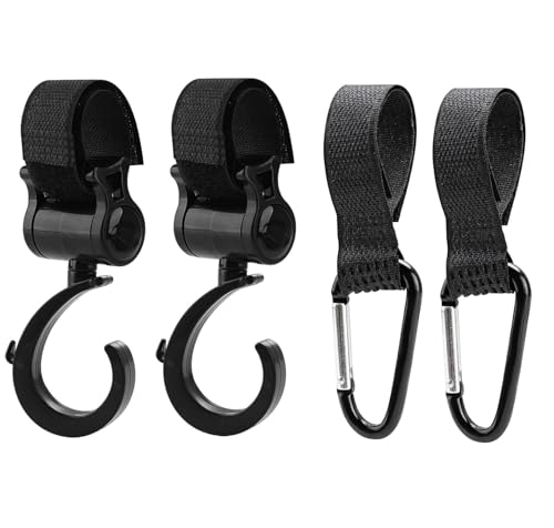 Kinderwagen Haken, 4 Stück - Taschenhalter für Wickeltaschen -...