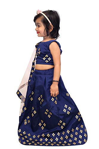 Image of Girl's Tafetta Silk Readymade Lehenga Choli