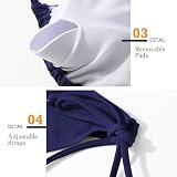 Genfien Damski zestaw bikini z dekoltem w kształcie litery V, trójkątne bikini, seksowne, niski stan, dwuczęściowy strój kąpielowy, niebieski morski, M