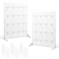 Novelfun 2 Stück Weiß Stecktafel Display Stände 17\ X 13\ Stecktafel Organizer, Tischplatte Präsentationsständer Metall Pegboard Display Stand für Schmuck, Schlüsselanhänger, Aufkleberc