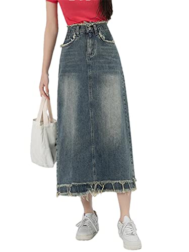 Jupes en jean bleu vintage haut de gamme jupe denim taille haute 40