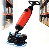 Fregadora de pisos eléctrica, fregadora de concreto, fregadora de conductor acompañante, ancho de limpieza de 43 cm, cepillos dobles, cabezal giratorio de 360°, fregadora industrial para hogar Red