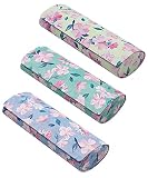 JAVOedge [3 PACK] Floral Pattern Long Oval Hard Eyeglass Case with Magnetic Enclosure - Style D