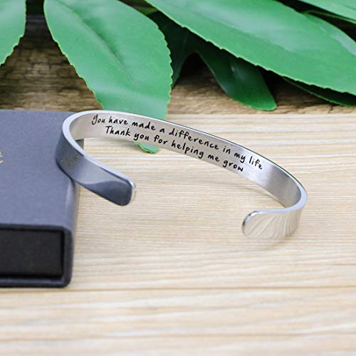 Graduation Gifts For Women Teacher Appreciation Jewelry Wide Cuff Bracelets You Have Made A Difference In My Live Thank You For Helping Me Grow #TOP4