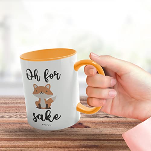 Stuff4 Oh for Fox Sake Mug 11oz Ceramic Dishwasher Safe Premium Yellow Handle Mugs Fox Gifts - Image 3