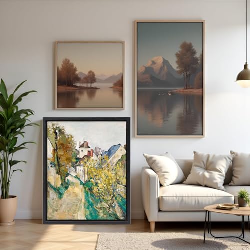 Image of Canvas Frames for 11 inchx14 inchPaintings with 0.6 inch~0.9 inch Deep Black | VAREIHNAZ Canvas Floater Frames for 11 inchx14 inchCanvas Paintings,Floating Frames for Wall Decor,No Glass or Back(Black)