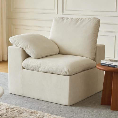 Image of Corner Seat for Cloud Sectional Couches Living Room, Modular Sectional Sofa | Comfy Boneless Small Couch No Assembly Required Small Sofa, Arm Seat, Beige