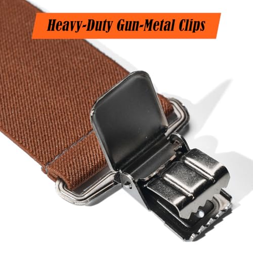Image of WELKINLAND 2Inch Elastic Mens Suspenders, Heavy Duty Suspenders For Jeans
