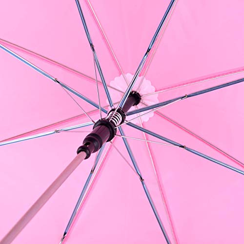 Bg Children's Kid's Solid Pink Color Auto Open Lightweight Umbrella With Novelty Whistle #TOP3