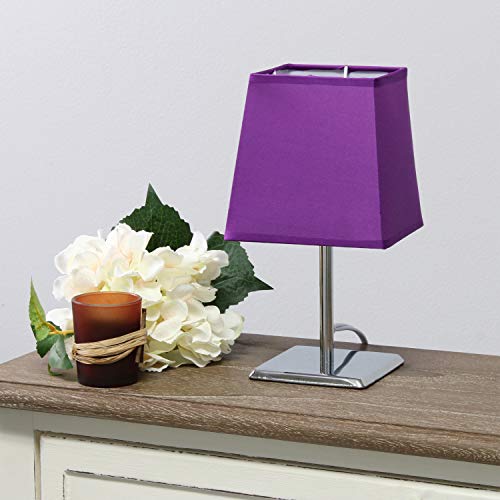 Simple Designs Lt2062-Prp Mini Chrome Squared Empire Fabric Shade Table Lamp, Purple #TOP3