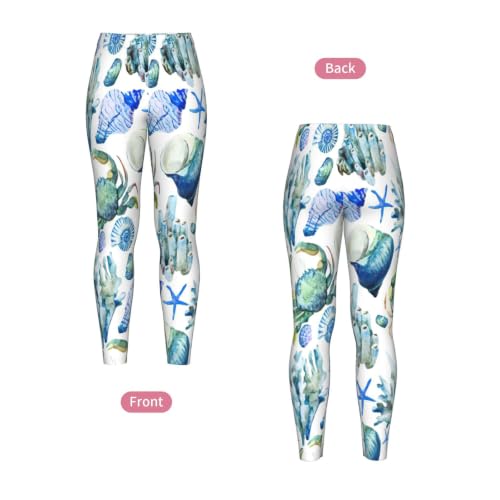 Leggings de yoga para el hogar y descanso con estampado de caracolas de cangrejo cómodos 5